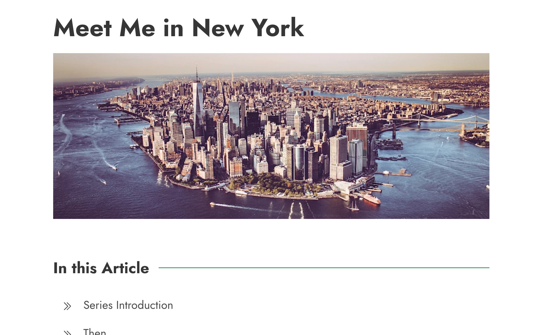 "Meet Me In..." Research Series