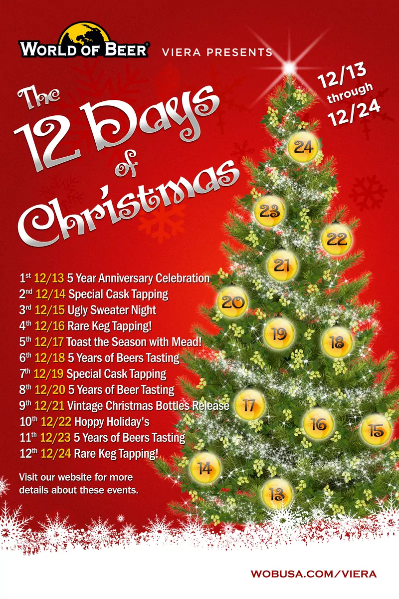 World of Beer — Twelve Days of Christmas event poster