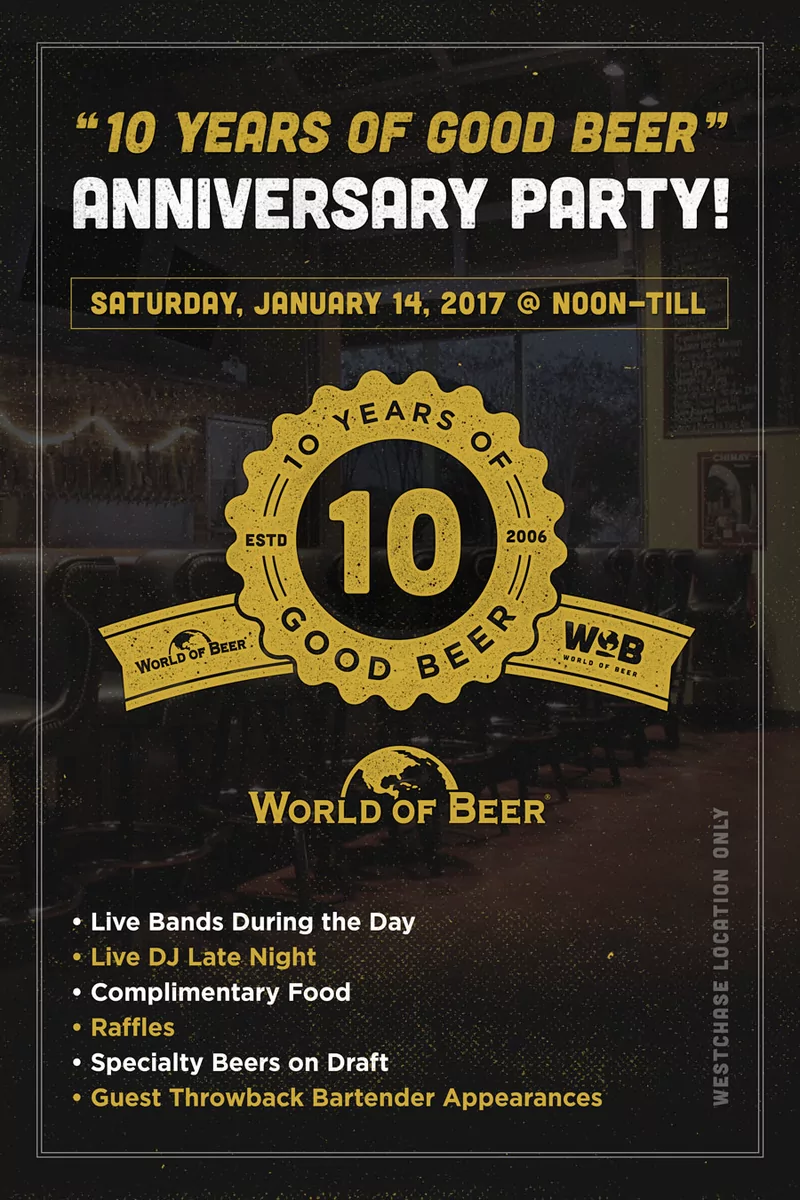 World of Beer — location anniversary event poster